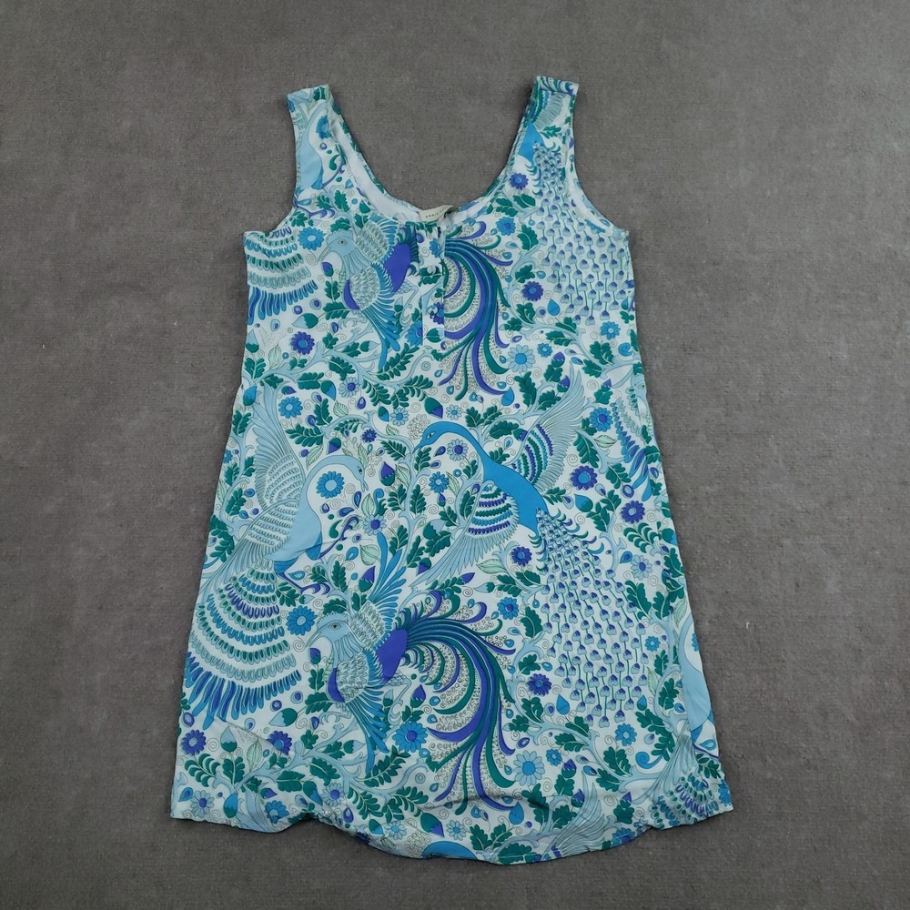 Annie Griffin Dress Womens Small Blue Floral Shift Short Sleeveless Lined